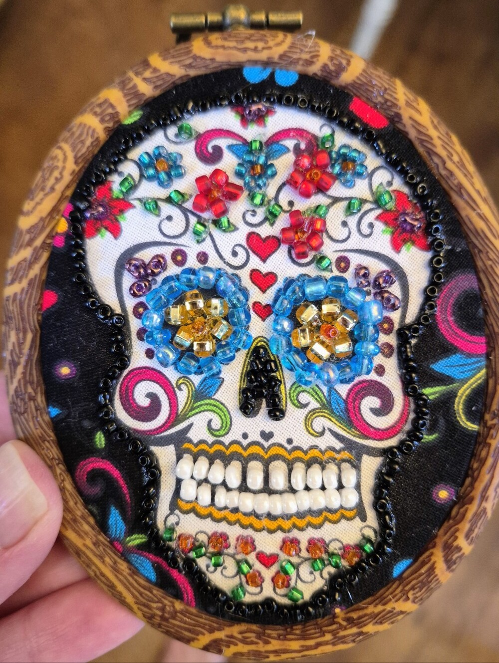 Sugar Skull Wall Art - Multicolor Hand Crafted Approx. 4 × 4